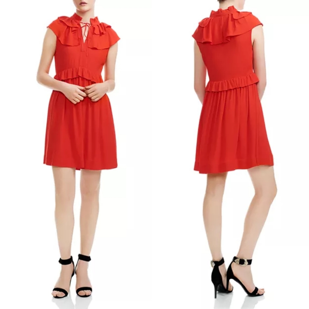 Maje Rutta Ruffled Crepe Mini Dress - Picture 2 of 15